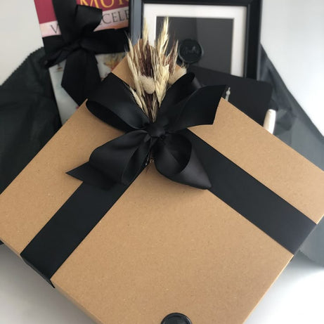 Premium Gift Wrapping Service – Brown Kraft Paper with Black Ribbon & Custom Note Tag