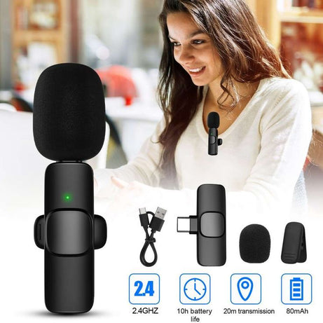 Professional K9 Dual Wireless Microphone – Mini Portable Recording Mic with Receive